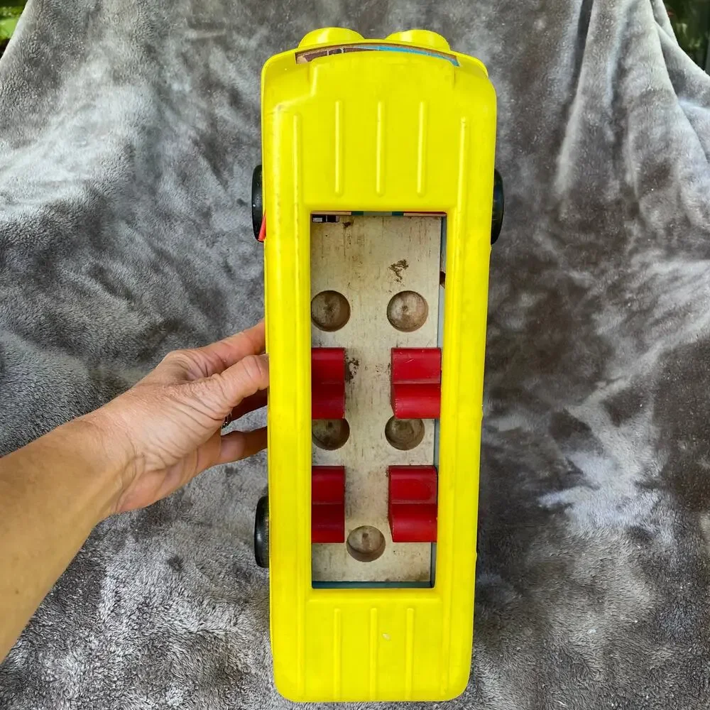 Vintage Fisher Price Little People School Bus #990 Pull Toy 1962 No People READ